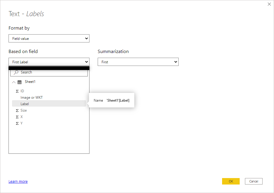 expression based formatting dialog