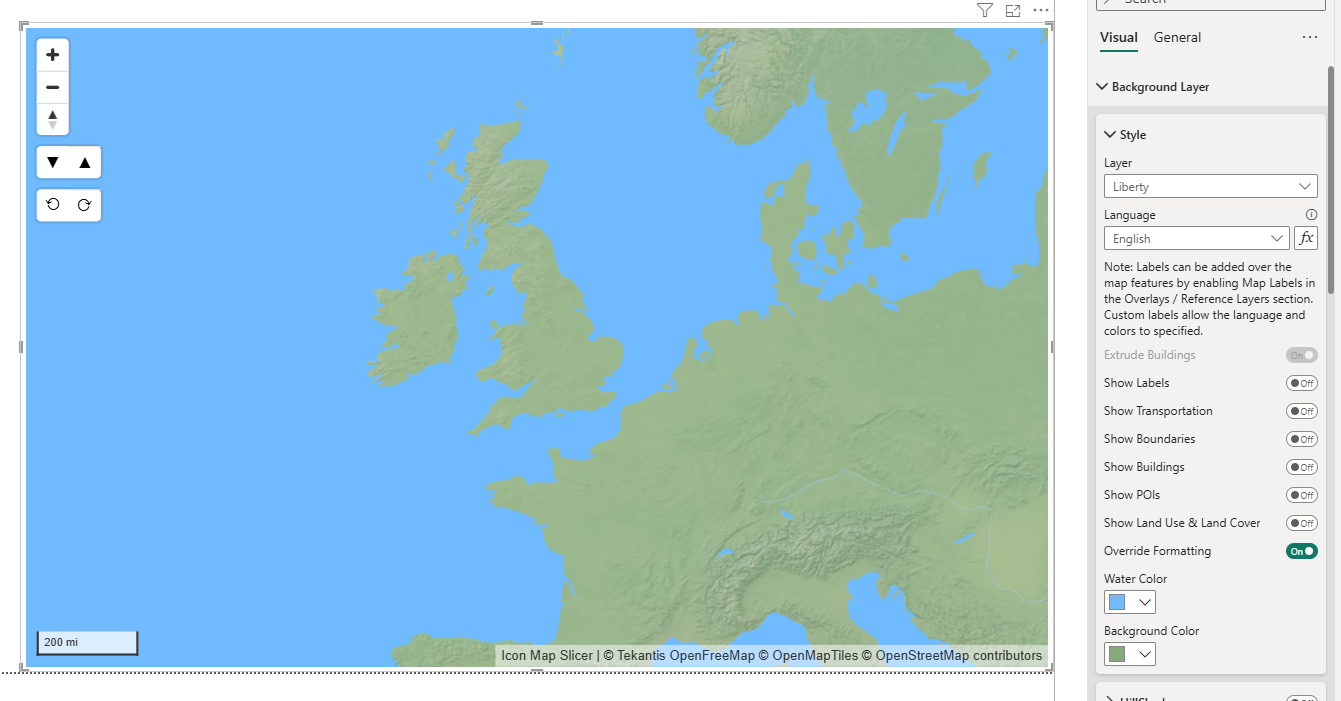 Map with customized background and water colors