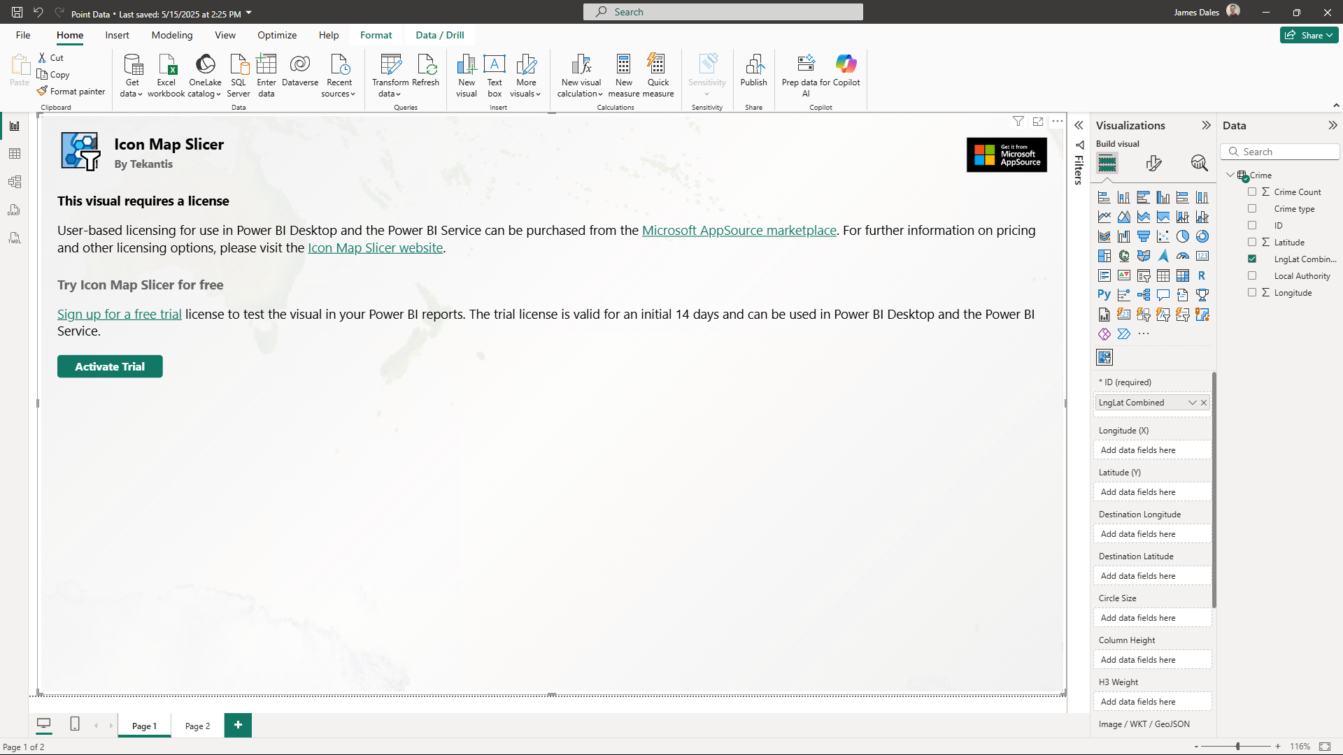 Icon Map Slicer Trial Screen
