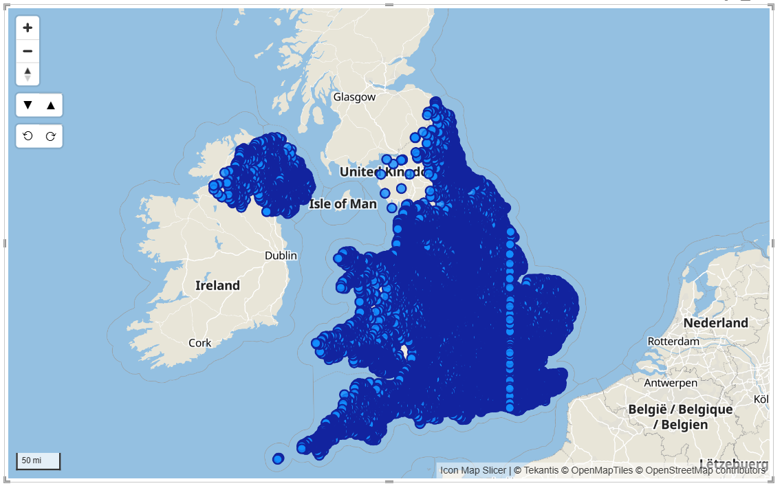 Icon Map Slicer can display half a million circles